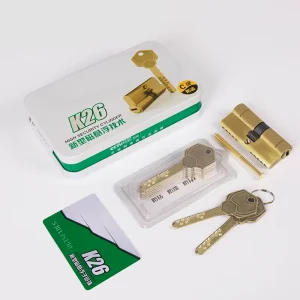 Brass Door Lock Cylinder ANSI Grade 1 with 3 Keys for Steel Doors