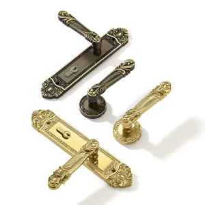 Brass Interior Door Handles Key Lock for Wooden Villa Doors