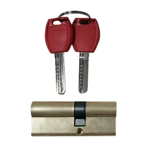Brass Lock Cylinders with Stainless Steel and Iron Components, Nickel-Plated Keys for Hotel and Office Locks