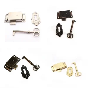 Bronze Antique Jewelry Box and Cabinet Door Lock with Key