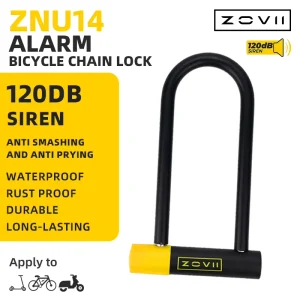 CE Certified Dustproof U Lock Bike Lock 120dB Sound Alarm IP67 Waterproof Easy Locking for Mountain Bikes