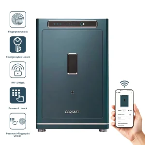 CEQSAFE Custom TUYA APP WIFI Anti Theft Home Cabinet Smart Safe Password Lock Fingerprint Safe Boxes With Biometrics