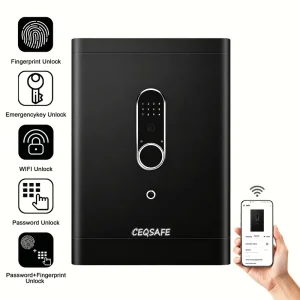 CEQSAFE High Quality Modern Anti Theft Alarm Wall Mounted TUYA APP WIFI Fingerprint Password Smart Safe Customizable for Office
