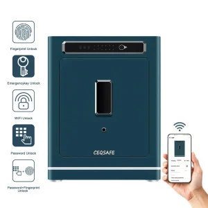 CEQSAFE Smart Home Security Digital TUYA APP Wifi Bluetooth Safe Box Steel Household Storage with Biometric Fingerprint Lock