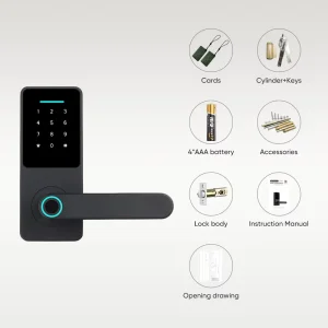 CNC Machining Automatic Electronic Biometric Fingerprint Digital Smart Door Lock with App Control