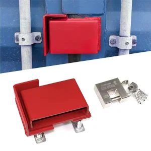 Cargo Door Lock with Padlock Keys Protection Device Heavy Duty Bolt On Red Steel Shipping Container Lock Box