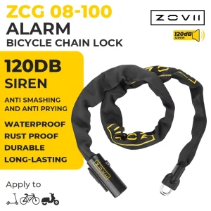 China Factory Direct CE Certified Hardened Steel Bike Chain Lock with Anti-Theft Alarm System for Outdoor Parking