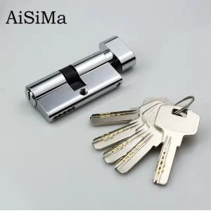 Chrome European Standard Door Lock Cylinder With Key
