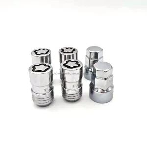 Chrome Steel 4pc Wheel Nuts with 2pc Socket Key 14×1.5 Car Security Lock Nut Kit
