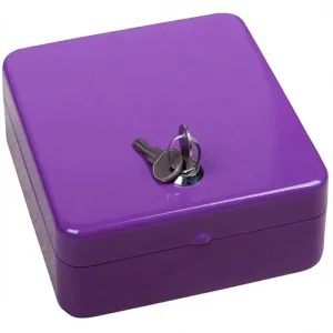Colorful Metal Keylock Cash Box with Lock and Slot Security Petty Money Storage Safe