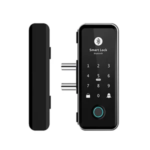 Commercial Frameless Glass Door Smart Lock Fingerprint Password M1 IC Card Optional Remote Unlock Office Digital Lock