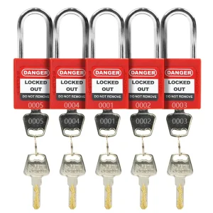 Custom LOTO Lock 38mm Steel Shackle With Durable Plastic Lockout Safety Padlock With 2 Master Keys