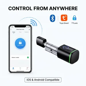 Customizable Logo Smart Cylinder Lock European Euro Profile Fingerprint Biometric Door Lock for Smart Home Security