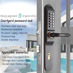 Customizable Mechanical Password Stainless Steel Security Door Lock with Long Handle Anti-Theft Waterproof