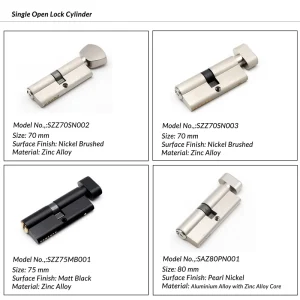 Customization 60mm 70 mm 80mm 90mm Single Open Lock Cylinder