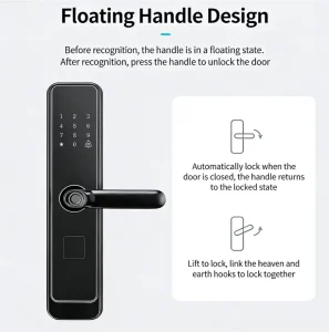Digital Electronic Smart Lock with Fingerprint Password Card and Key Unlock Multi-Language Support for Aluminum Door