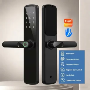 Digital Fingerprint Smart Lock Door WIFI Tuya Ttlock APP Control Electronic Touch Screen Keypad Smart Door Lock for Wooden Door