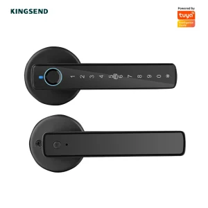 Digital Lever Handle Split Door Lock with Fingerprint, Password, Card, Key, and App Control for Bedrooms