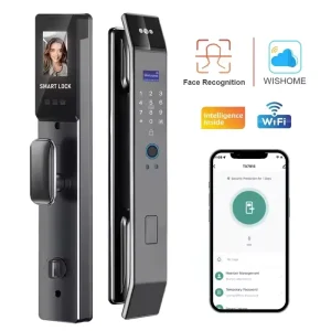 Digital Smart Door Lock with Face and Fingerprint Recognition, Camera, Key Card and Code Entry