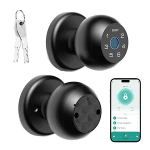 Digital Wood Doors Electric Smart Home System Devices Fingerprint Password Tuya App Unlock Aluminum Brass Door Knob Smart Lock