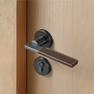 Door Handle Lock Lightly Luxurious Leather covered Mechanical Door Lock for Household Wooden Door Easy to Install