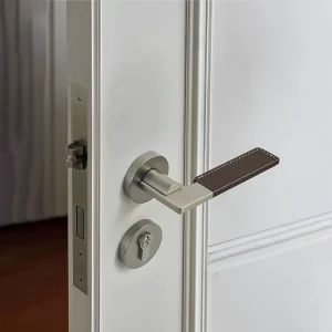 Door Handle Lock Lightly Luxurious Leather covered Zinc Alloy Household Wooden Door Mechanical Door Lock