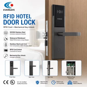 Dormitory Stainless Steel 304 Key Card Door Lock M1 Card Contactless Smart Lock Split-Type Design