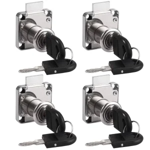 Drawer Lock with Two Plastic Keys Nickel-Plated Iron and Zinc Alloy Cabinet Lock for Desk