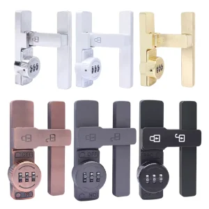 Drill Free Password Lock Latch 90 Degree Fixed Sliding Door Lock Buckle Toilet Snap Lock Moving Door Bolt Latch
