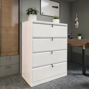 Durable 4 Drawer Horizontal Steel Lateral Side Lockable Filing Cabinets Multi Drawer Office & Living Room Iron Warehouses