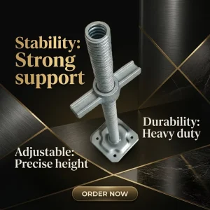 Durable Galvanized Adjustable Solid Screw Base Wear Proof Scaffold Accessory for Construction Formwork Frame Installation Works