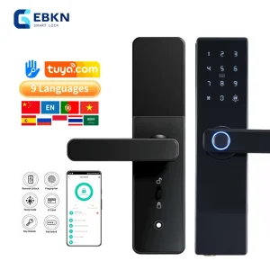 EBKN Tuya Smart Door Lock App TTlock Tuya Remote Control Keyless Entry Fingerprint Door Lock for Wooden Door