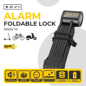 Easy Installation Alarm Anti theft Bicycle Foldable Lock Motorcycle Security Lock With CR2 Lithium Battery