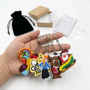 Eco Friendly PVC Keychains Customized 3D 2D Design TV Movie Character Theme Bag Pendant Keyring for Business Gifts