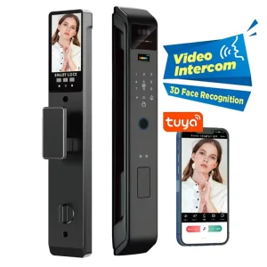 Electric Digital Biometric Fingerprint Smart Door Lock with 3D Face Recognition Tuya App Memory Card Storage for Steel Door