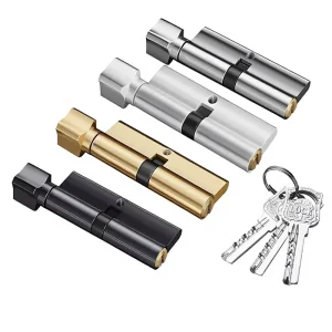 Electric Keyway Lock Cylinder 70/75/80mm Copper Key for Wood Doors Black Gold Brushed Silver