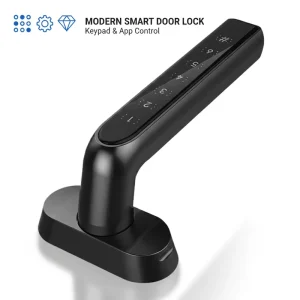 Electronic Digital Code Door Lock Waterproof Aluminum Password Handle Smart Lever for Interior Residential Use Black