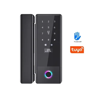 Electronic Digital Glass Door Lock with Security Keypad and Fingerprint Access