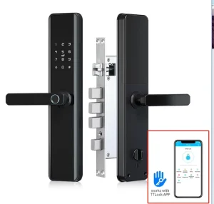 Electronic Door Lock with WiFi IP Cloud Biometric Fingerprint RFID Card Keypad Remote Login for Wood Doors
