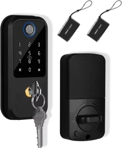 Electronic Fingerprint Smart Door Lock with Key, Passcode, and Card Access Deadbolt