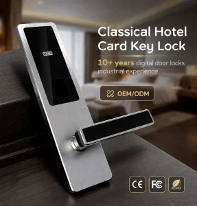 Electronic Hotel Door Lock with Cloud App Control, Energy Saving, Stainless Steel, Grade C Security, and 2-Year Warranty for Wood Doors