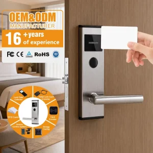 Electronic Keyless Digital Hotel Door Lock with Smart Key Card and Stainless Steel Panel