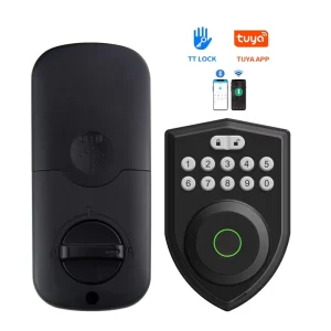 Electronic Smart Deadbolt Lock Set with Digital User Code for Wood Front Doors, Keypad Entry Handle
