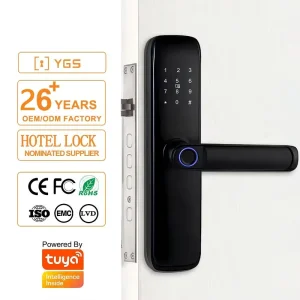 Electronic Tuya Aluminium Alloy Fingerprint Interior Main Safe Digital Password Ttlock App Control Keyless Smart Door Lock