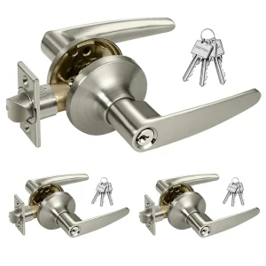 Entry Wood Door Front Lever Handle Lock Parts