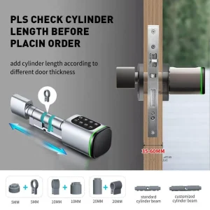 Euro Cylinder Smart Door Lock with RFID Card Password and Mechanical Key for Hotel Apartment