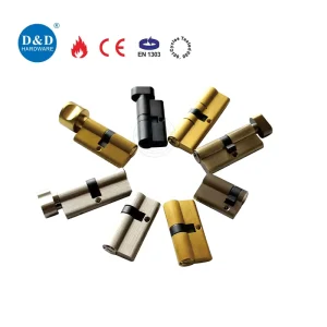 Euro Solid Brass Security Classroom Door Night Latch Half Lock Cylinder with Key