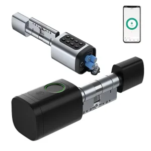 Euro Waterproof Aluminium Alloy Electronic Smart Door Lock Cylinder 60mm with Emergency Charging Port