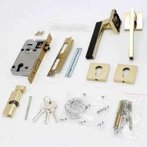 European Style Zinc Alloy Mechanical Door Lock with Leather Solid Handle