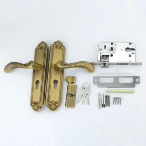 Factory Antique Zinc Mechanical Door Handle Lock Green and Yellow Ancient Bedroom Mute American Style Handle Lock